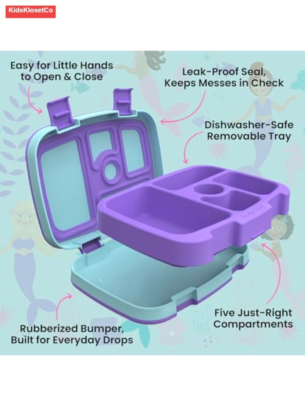 Bentgo Kids Leak-Proof 5-Compartment Bento Lunch Box for Ages 3-7, Dishwasher - Picture 4 of 6